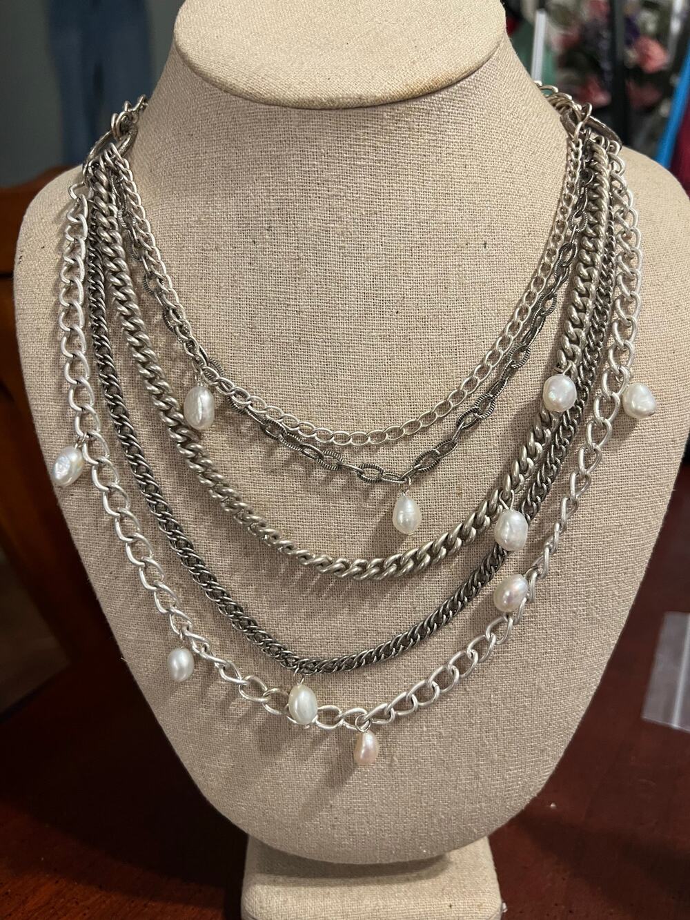 Vtg Stella & Dot Avery Necklace Fresh Water Pearl Workwear Party Wedding Retro